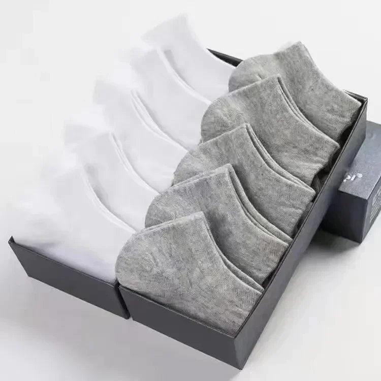 Calcetines de corte bajo para hombre, medias transpirables de color blanco y negro, antideslizantes, informales, deportivas, de negocios, 2 a 10 pares: S / Dorado