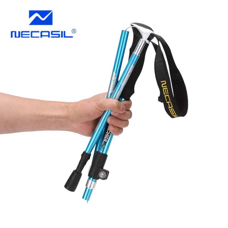 Fem seksjon foldestav 7075 aluminiumslegering stål rett grephåndtak turstang trekking stang turstokk