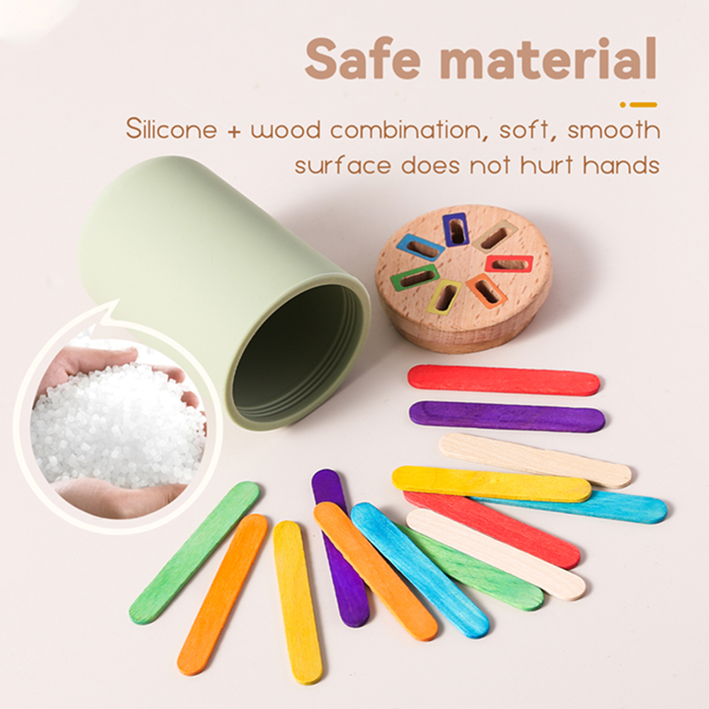 Counting Montessori Toys Wooden Stick Matching Games Color Sorting Cup Preschool Learning Education Toys for Kids Girls Boys