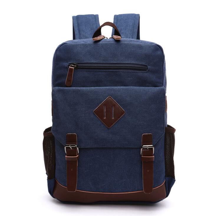 X-online 032317 estudiante estilo pijo mochila escolar hombre lona viaje mochila: Azul