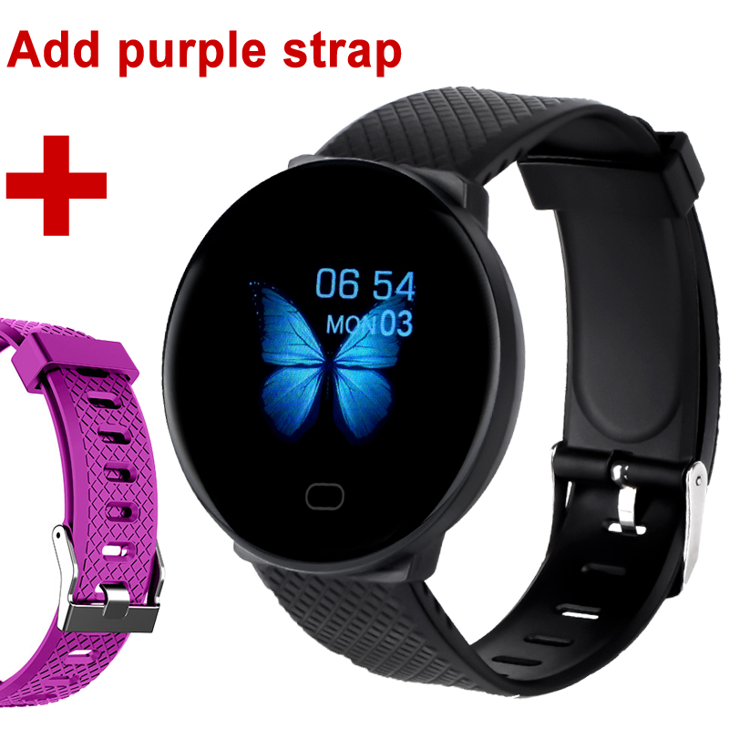 Pulseira de fitness mulheres homens ip67 à prova dip67 água 1.3 screen tela eletrônica fitness rastreador saúde coração relógio banda inteligente para android ios: Add a purple strap