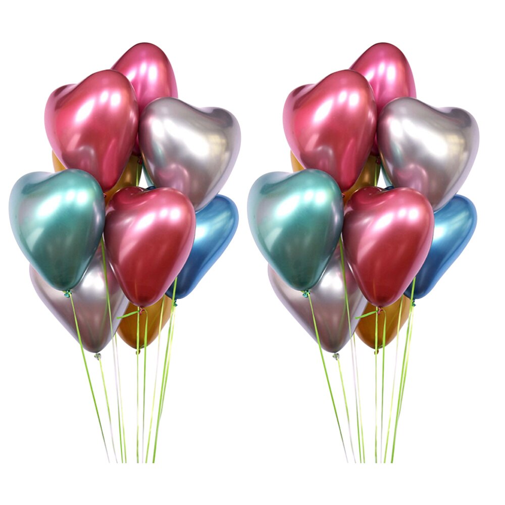 1 Set 50 Stuks Bruiloft Verjaardagsfeestje Hartvormige Latex Ballonnen (Willekeurige Kleur)