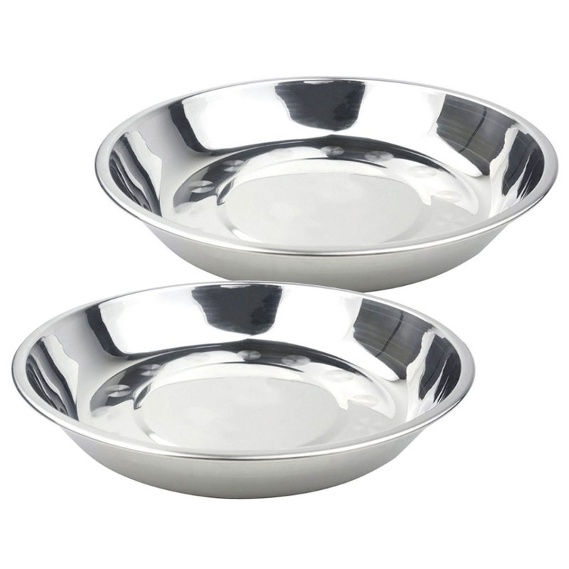 Multipurpose Soup Dish Stainless Steel Round Flat Plate Delicate Cake Metal Deep Plate Delicate Vegetables Fruit Dish Metal Plat