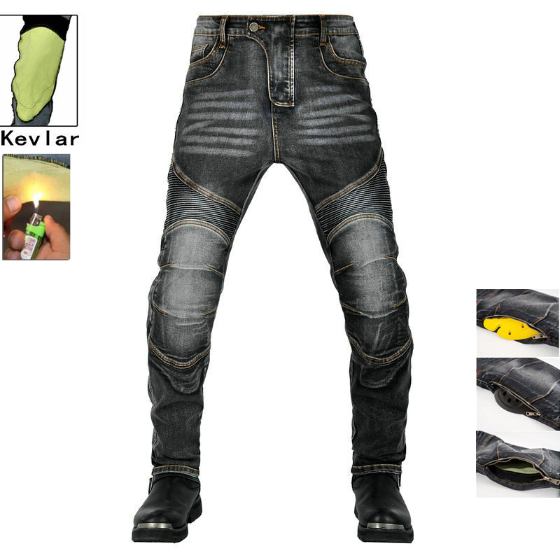 Retro Mannen Motorbroek Aramid Motorfiets Jeans Beschermende Kleding Rijden Tourmotor Broek Motorcross Kevlar In Knie