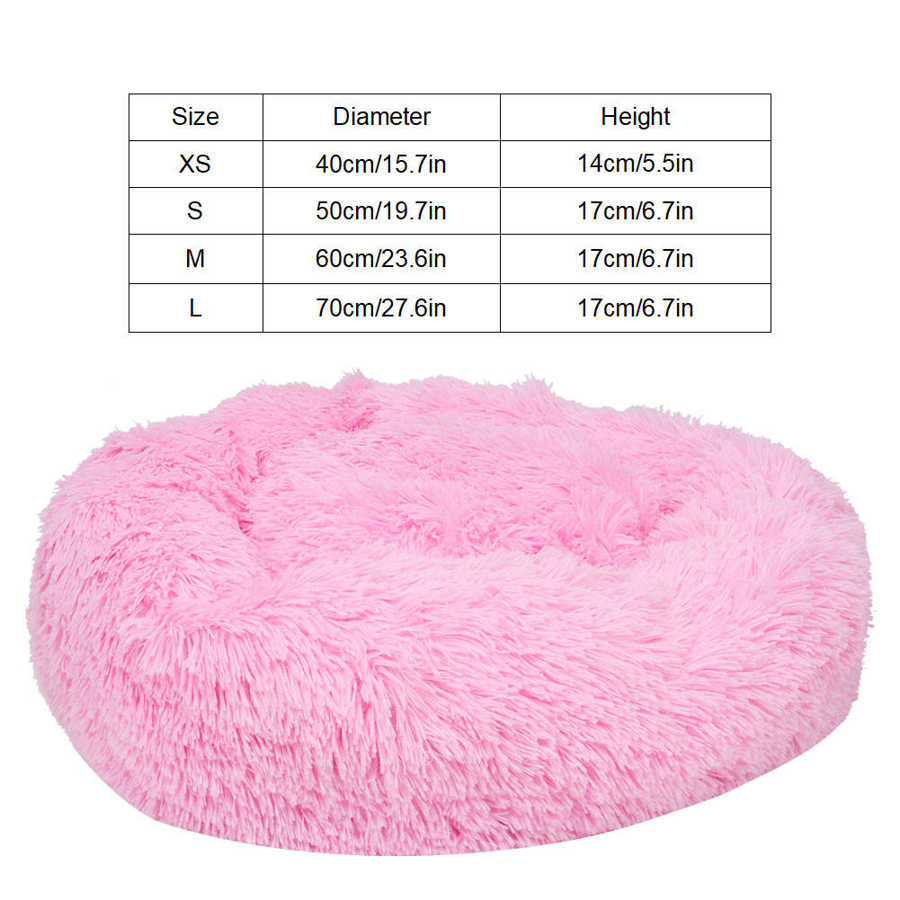 Pet Bed Round Shape Plush Soft Plush Dog Cat Puppy Sleeping Winter Warm Cushion