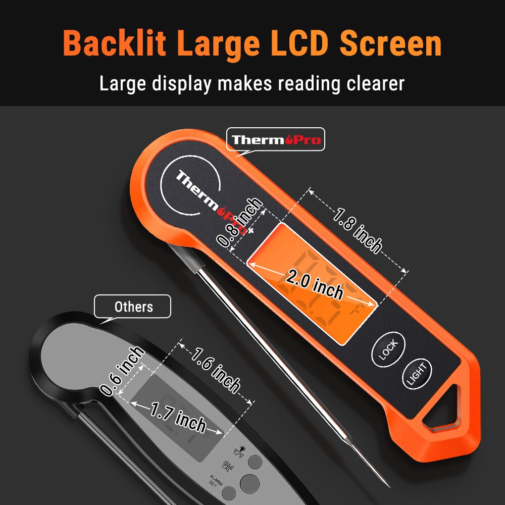 ThermoPro TP19H Waterproof Digital Instant Reading BBQ Thermometer Big Screen Meat Thermometer With Lock Function