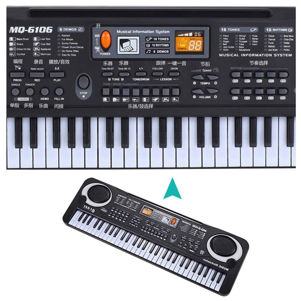 61 Key Digital Electronic Piano Keyboard With Microphone Musical Instrument For Children EU Plug