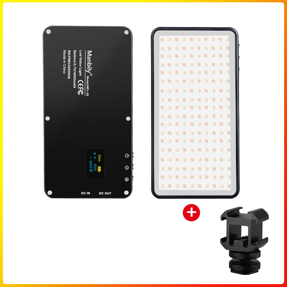 Manbilly – Mini éclairage de photographie Portable, ultra-mince, MFL-06 mAh, 4500 LED, lumière de remplissage, CRI 96 élevé, pour appareil photo, 180: 06light w Mount