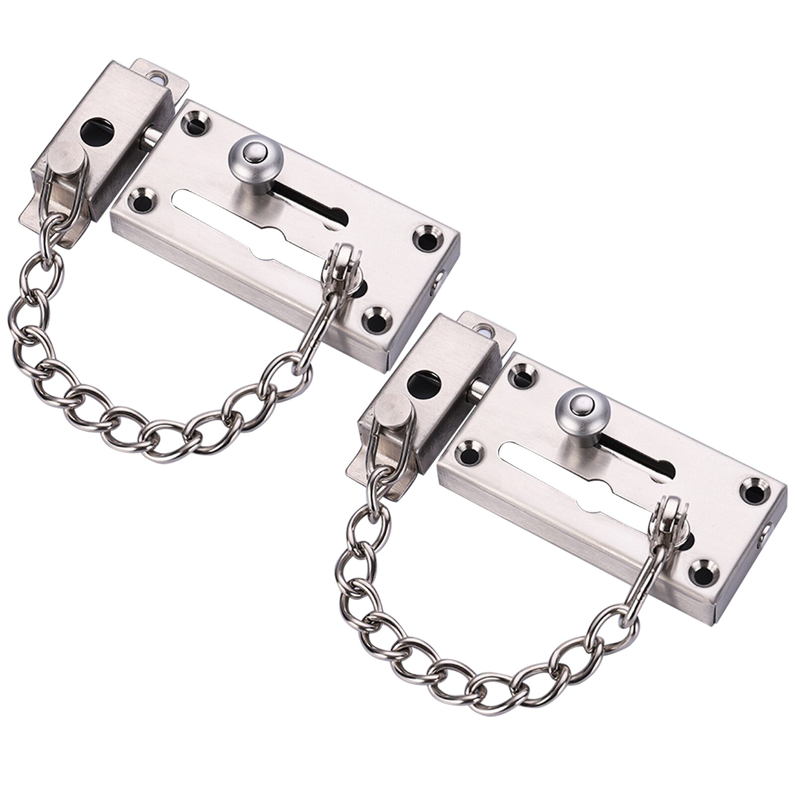 Stainless Steel Door Chain Lock Slide Bolt Latch Barn Anti Theft Heavy Duty Easy Install Home Durable Modern Garage Gate Safety: Silver / 1pc