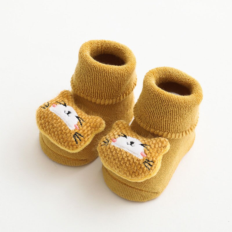 Karikatur Tiere Neugeborenen Baby Socken Winter Warme Baby Jungen Mädchen Socken Anti Unterhose Kleinkind Kleinkind Boden Socken Für freundlicher: Gelb