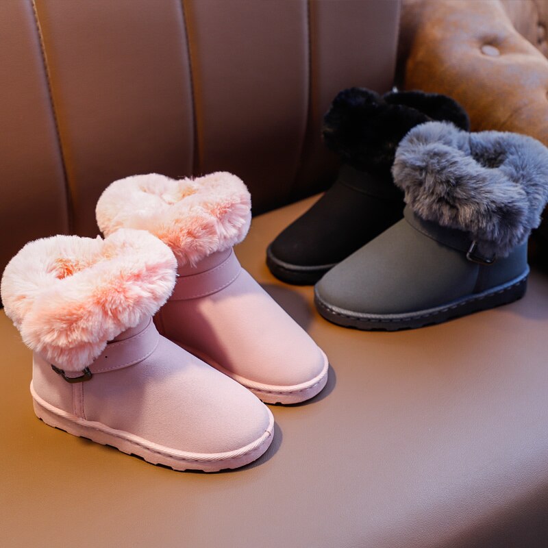 Big Kids Boots Warm Plush Children Shoes Girls Winter Princess Snow Boots Size 31 32 33 34 35 36 37 38 39 40