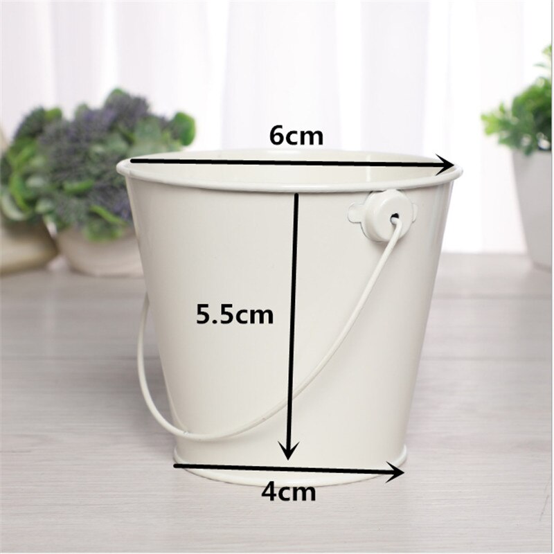 Mini metalen emmer bruiloft verjaardag bruids babyshower vrijgezellenfeest snoepdoos bloempot tafel middelpunt decoratie-s: Wit