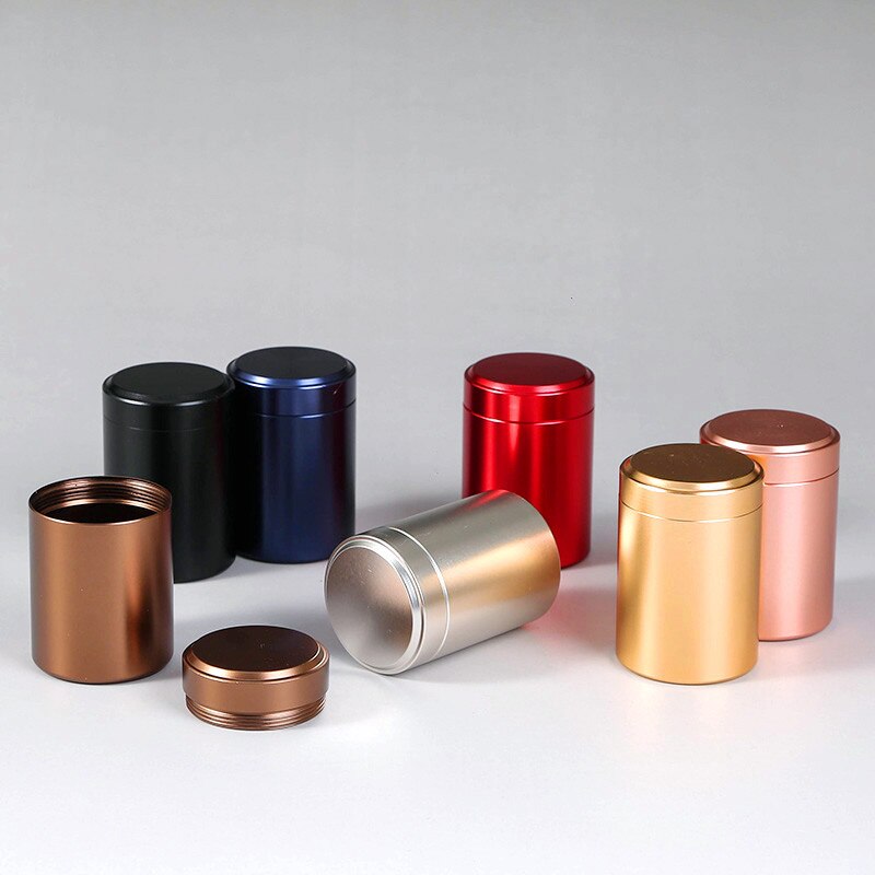 1PCS 50g Metal Mini Storage Box Stainless Steel Sealed Small Aluminum Sealed Cans Portable Travel Tea Tin Cans Packaging