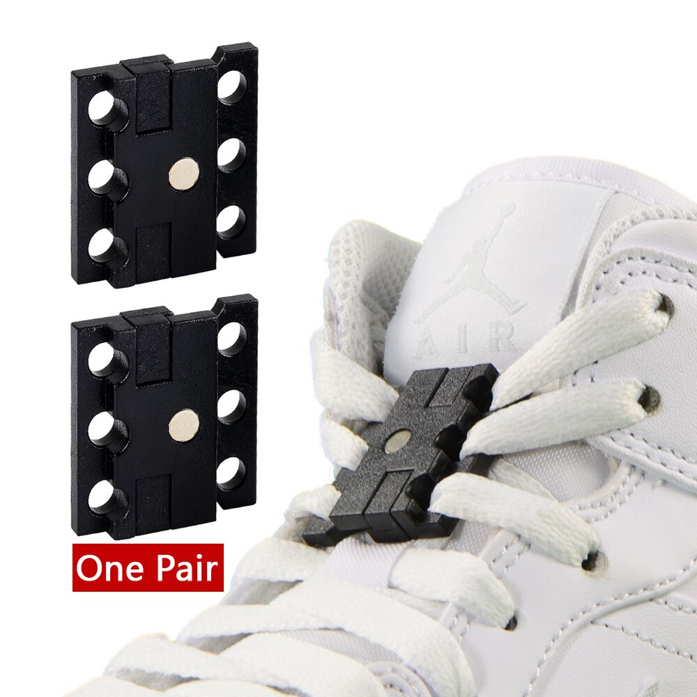 1 paar Magnetic Schnürsenkel Schnalle Verschluss Schnürsenkel Top für Sport Schuhe Stiefel Neue Kreative Faul Schnürsenkel Schließen Schnallen: 01 Black