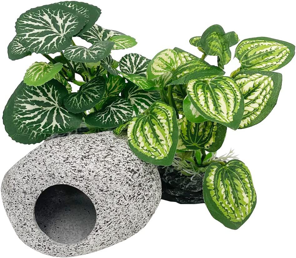 Ornamentos de aquário, plantas de simulação, decoração de paisagismo, tanque de peixes, plantas de água de plástico, flores, árvores, rochas, acessórios: BRANCO