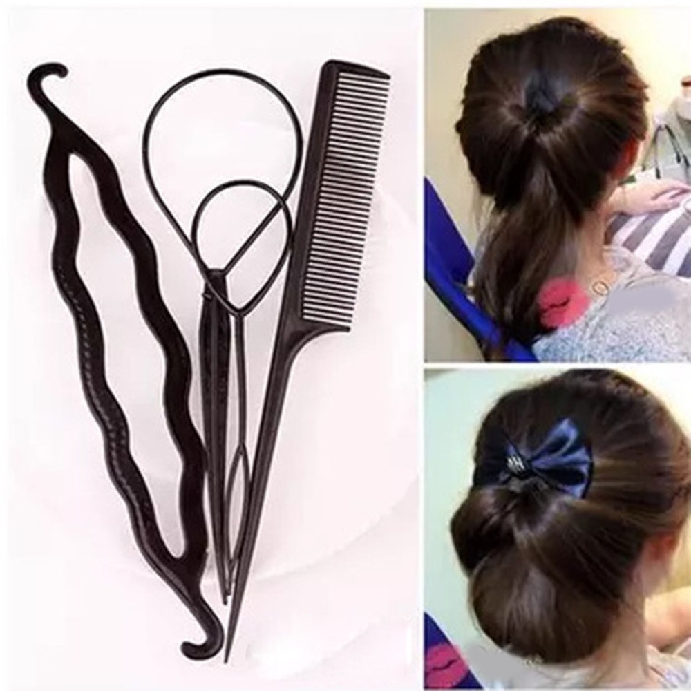 Hair Tool 4pcs Ponytail Creator Plastic Loop Styling Tools Pony Tail Clip Hair Braid Maker Styling Tool Salon X4 0.5 20