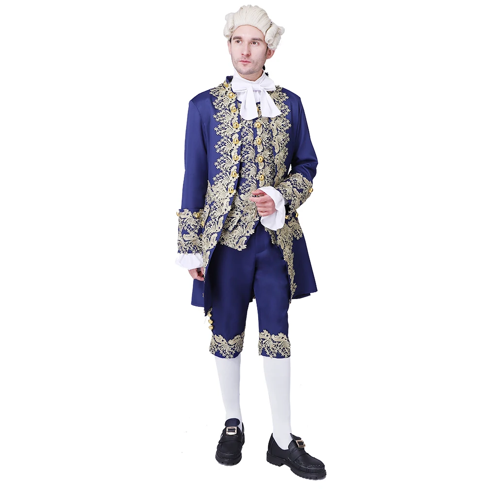 Viktorianisches Kostüm für Herren aus dem 18. Jahrhundert, Regency-Frack, Jacke, Marie-Antoinette-Kostüm, Anzug, Halloween, Partykleidung, Kostüm-Outfit: S / Blau
