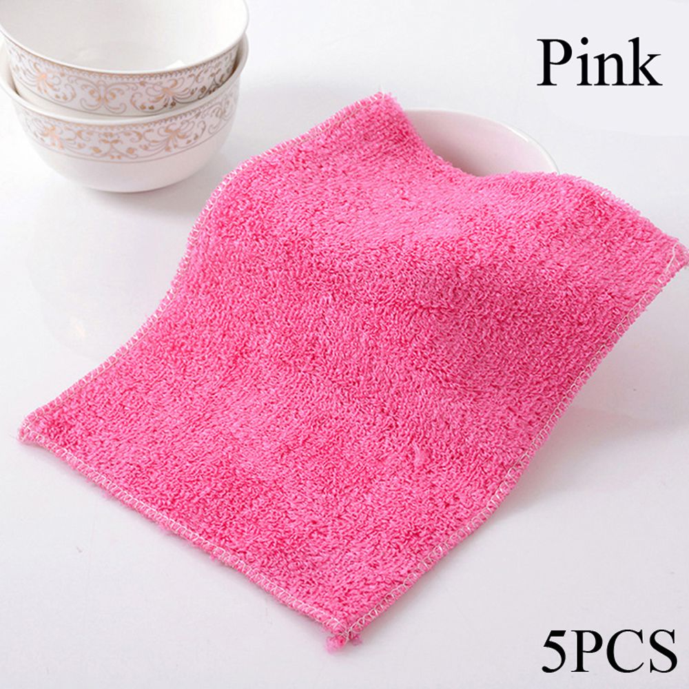 1/5PCS Magic Bamboo Fiber Kitchen & Dinning Anti-grease Cleaning Rags Washing Towel Dish Cloth Scouring Pad: Burgundy