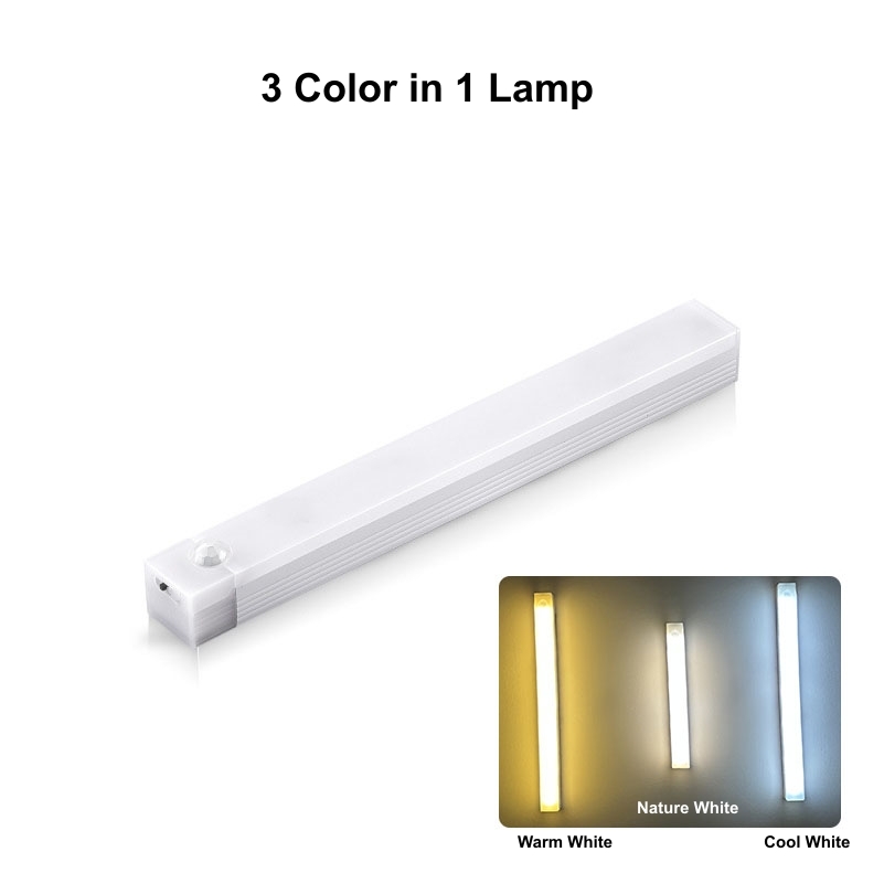 Oplaadbare bewegingssensor LED-balklicht Inductie-nachtlampje Draagbare draadloze magnetische kastlamp voor keukennachtkastje: XL / Ivoor