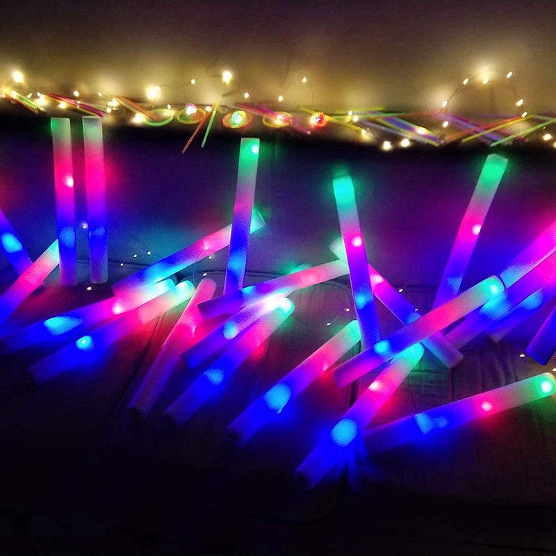 Glow Sticks Bulk - 72 Pcs Led Foam Sticks Glow Batons Met 3 Modi Knipperende Effect, glow In The Dark Feestartikelen