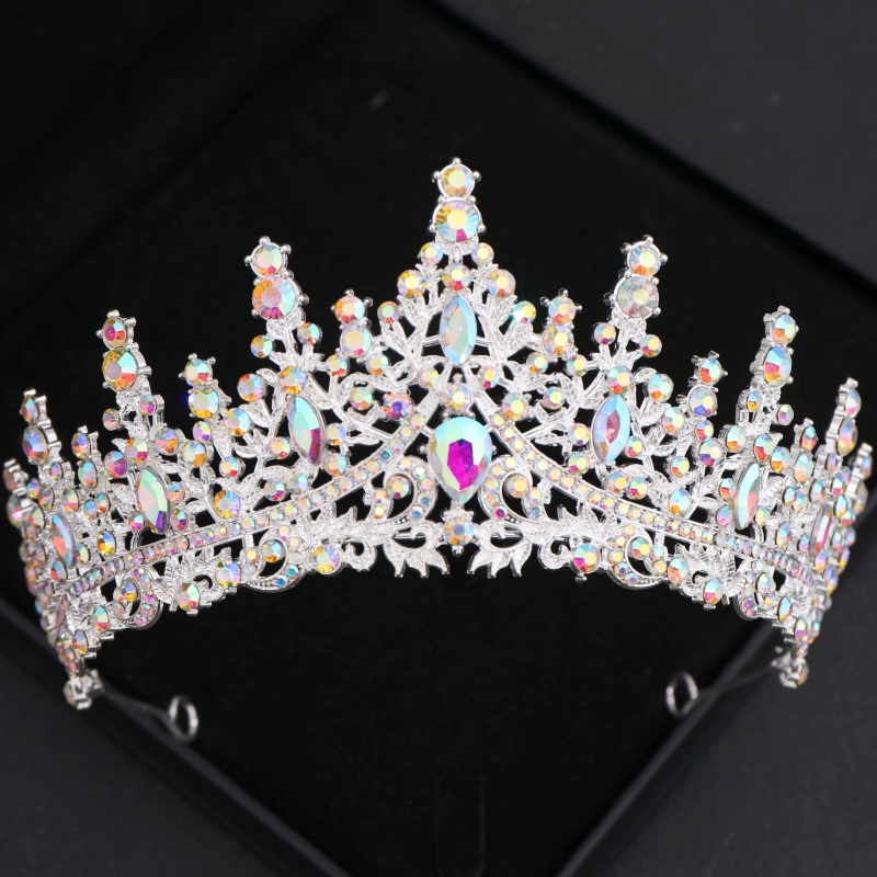 Barok Kristal Tiara 'S En Kronen Strass Prom Diadeem Kroon Voor Vrouwen Bruids Bruiloft Haaraccessoires Sieraden Kroon Tiara: Black Zinc Plated
