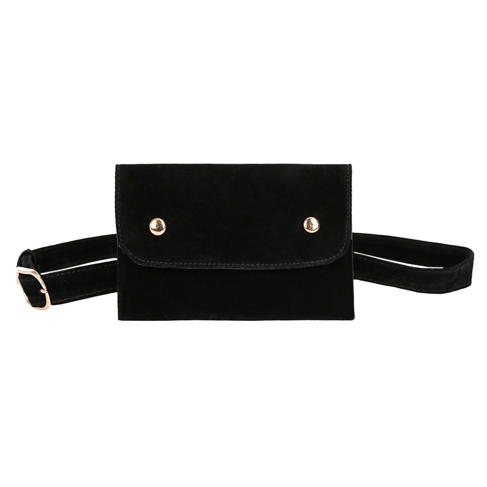 magnet Button Belt Women Pure Color Square Flock Buckle Solid Color Girl's Messenger Bag Chest Bag Waist Bags Damen Taschen