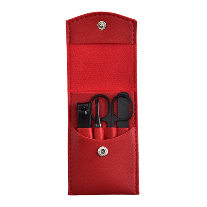 4 pièces/ensemble Cuir Coupe-ongles Noir Orteil Coupe-ongles Coupe Ongles Machine Tondeuse: Red