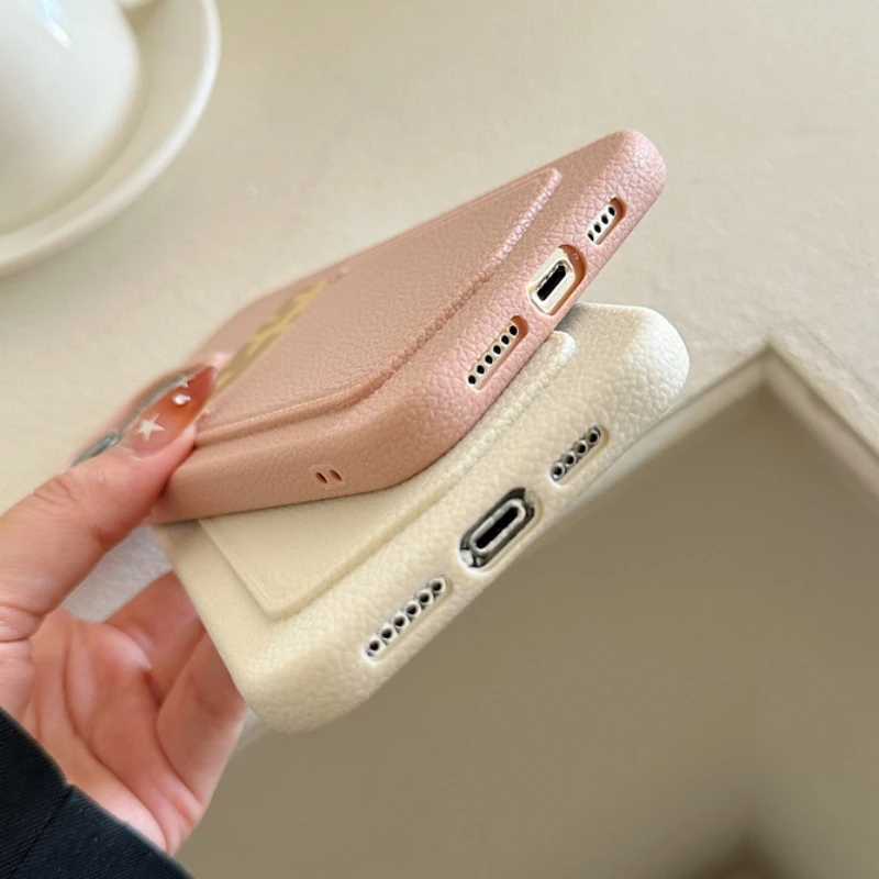 Leather Pattern Card Bag Slot Holder Wallet Case For iphone 13 14 15 16 Pro Max 15 14 Pro Shockproof Soft Silicone Cover