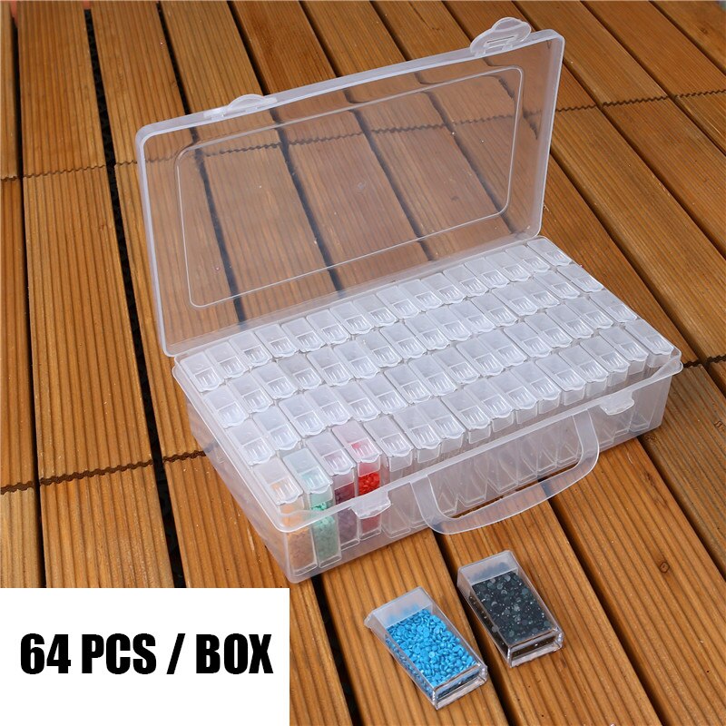 64 Grids Plastic Storage Jewelry Box Accessories Box Practical Plastic Case For Bead Rings Jewelry Display Organizer: 64 PCS