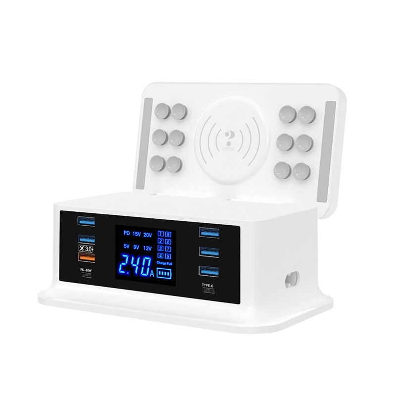120w usb-anschlüsse,  pd 65w schnellladegeräte, 3.0 adapter-hubs 8 kabellose ladestation mit pd-schnellladefunktion für macbook pro, lenovo und iphone