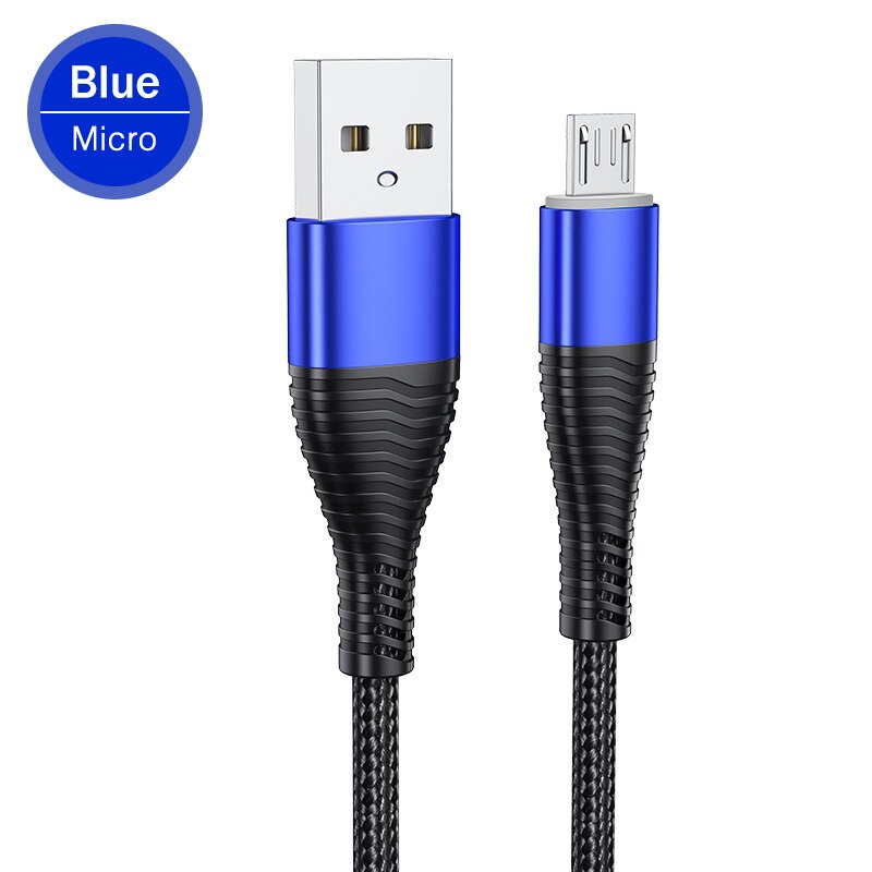 Micro Usb Kabel Snel Opladen 3A Usb Data Kabel Voor Samsung Htc Lg Mobiele Telefoon Usb-oplaadkabel Android Tablet usb Cord Wire: Blue / 180cm