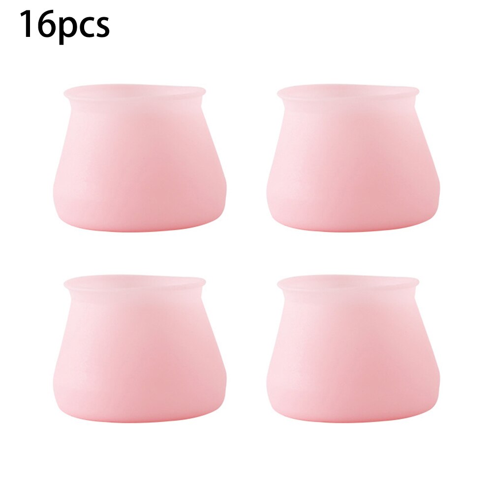 16Pcs Silicone Chair Leg Cap Feet Cover Pads Furniture Table Floor Protectors Table Foot Pad Cover Protectors: Pink