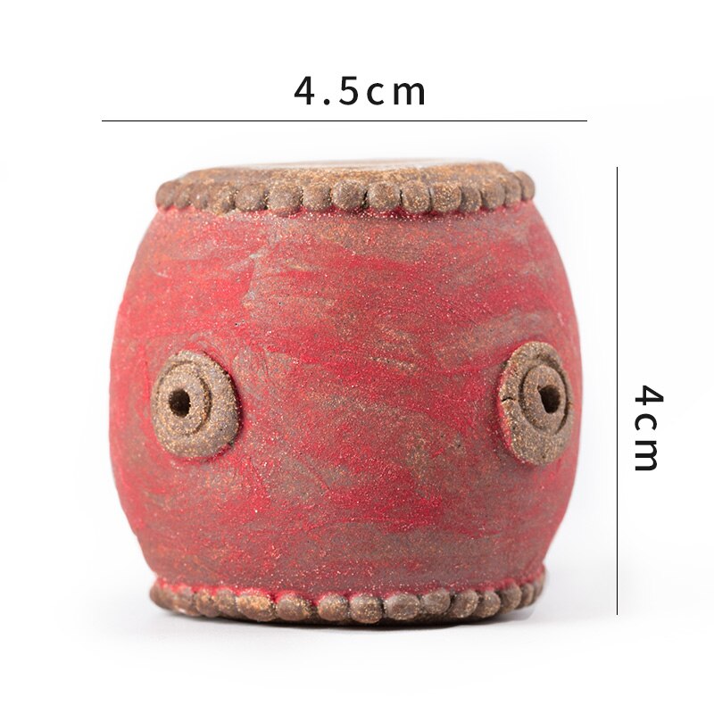 Tambour rouge vieux couvercle en céramique de pierre avec couvercle de Pot de sable violet avec ornements d&#39;animaux de thé Boutique peut soulever le tapis de thé: Cover holder C