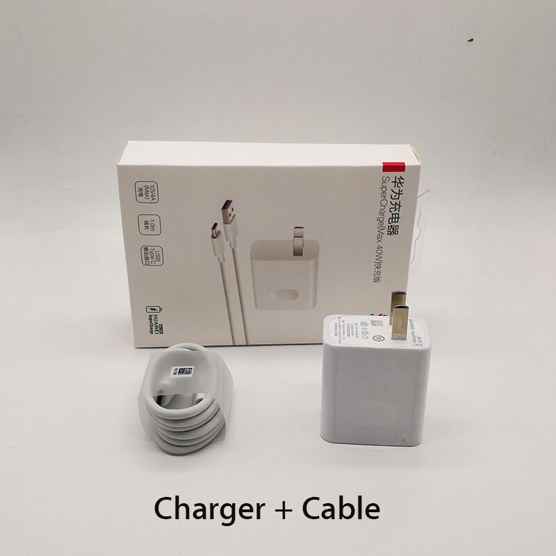 Originele Huawei Mate 20 Pro Rs P20 P30 Pro Nova 6 5 Pro Supercharge Usb Charger 10V 4A 40W 5A Type C Kabel Honor Magic 2 V30: Charger and Cable