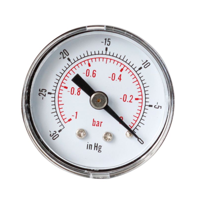 Vakuummåler til luftbrændselsolie eller vand 40mm 0/30 "hg & 0/-1 bar 1/8 " bspt modtryksmåler