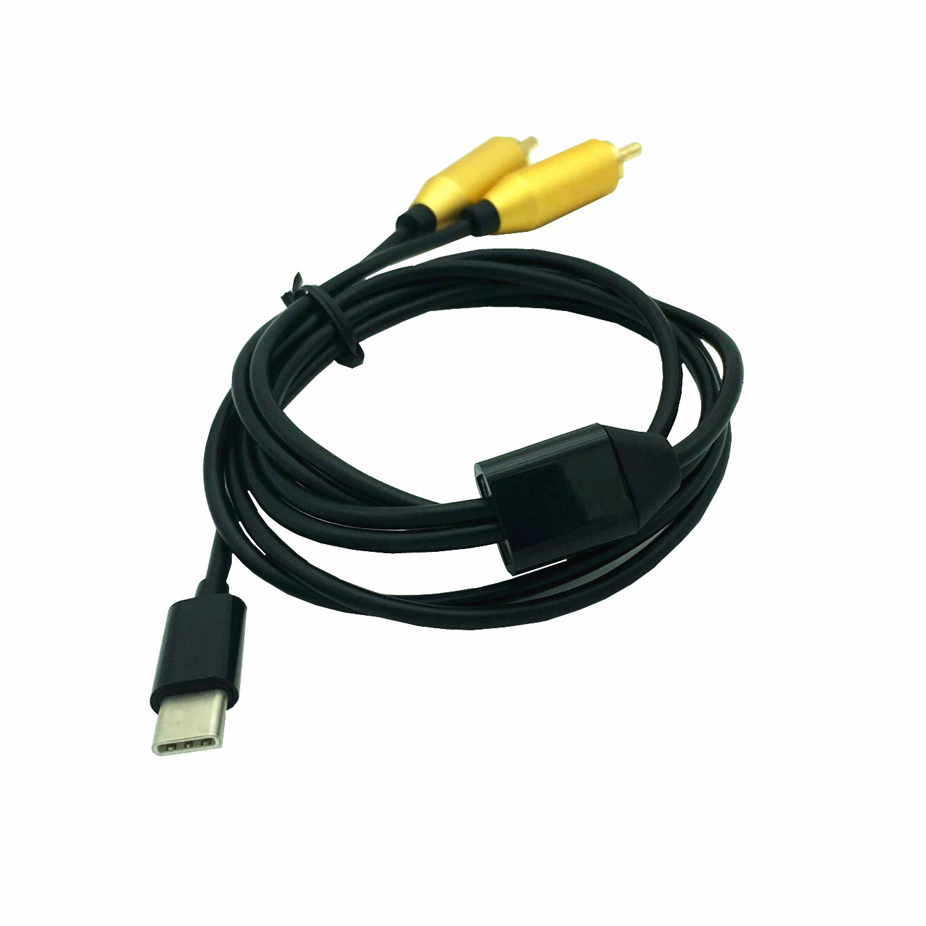 Tipo-C USB C a 2 señal macho RCA dual para función de convertidor de cable adaptador de audio AV de vídeo