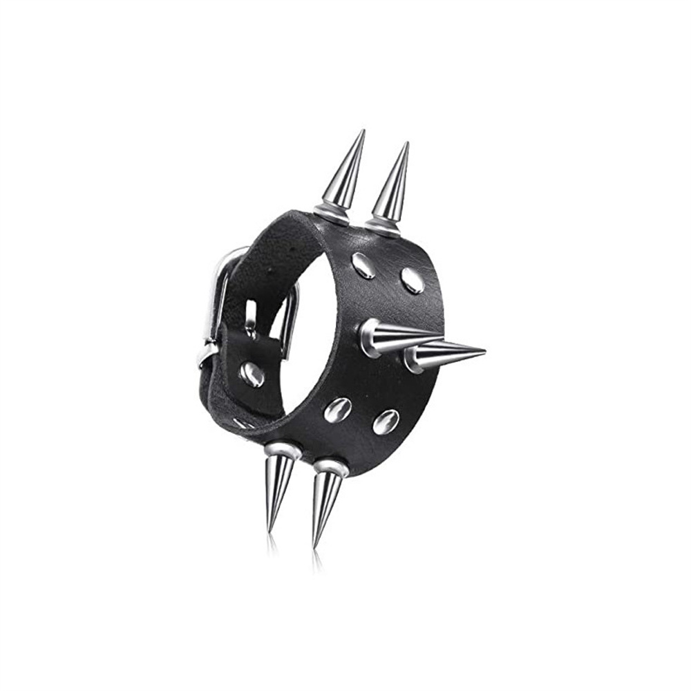 Punk Rock Studded Bracelet Set Spiked Leather Cuff Bracelet for Men Women 80s Wristband Emo Bracelet Adjustable: Green Dragonly