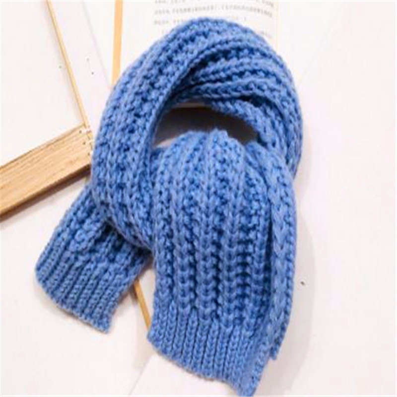 De kleine breien sjaal kinderen pure kleur sjaal jongen mode centra baby candy kleur sjaal in de winter van HC022: HC022-blue / 2-4 Years