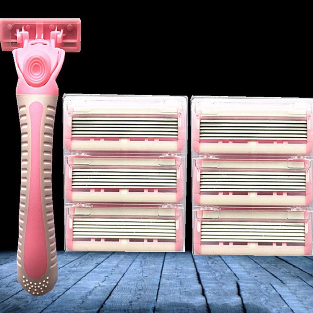 Manual Beard Shaver Manual Hand Safety Razor 10PCS 6-Layer Blade ABS Grip Anti-slip Handle Portable Home Use