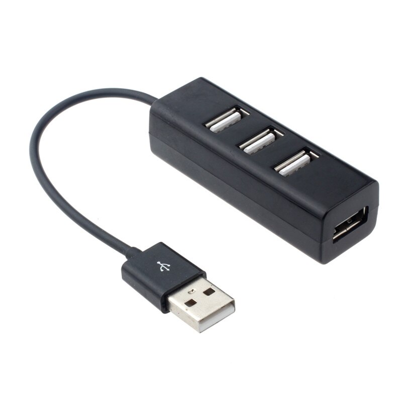 4-Port Hub Adapter Mini Usb 2.0 Hi-Speed 4-Port Splitter Hub Adapter Usb Hub Voor pc Computer Notebook Zwart Wit: Black