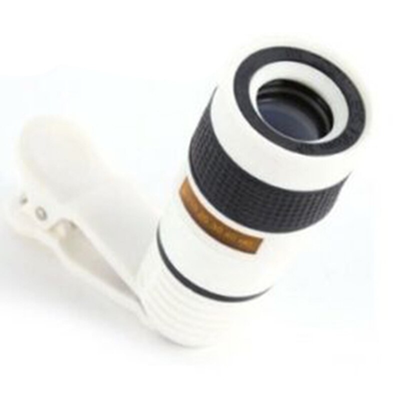 12X Long Zoom Clip-on Phone Lens Camera Optical Telescope Lens Universal For iOS Android Mobile Cell Smart Phone Accessory: White