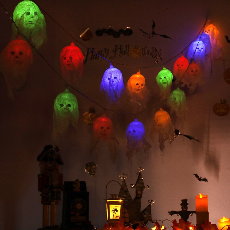 2.5M Led Halloween Ghost Skeletten Bat Spider Led Light String Festival Bar Thuis Party Decor Halloween Ornament