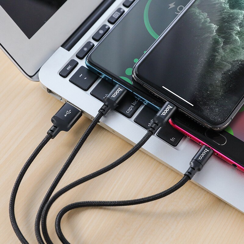 HOCO 3in1 USB Ladegerät Kabel Für iPhone 11 Profi X XS Max XR 7 8 Android Mikro USB Kabel Typ C Für Samsung S9 Xiaomi Schnelle Ladung