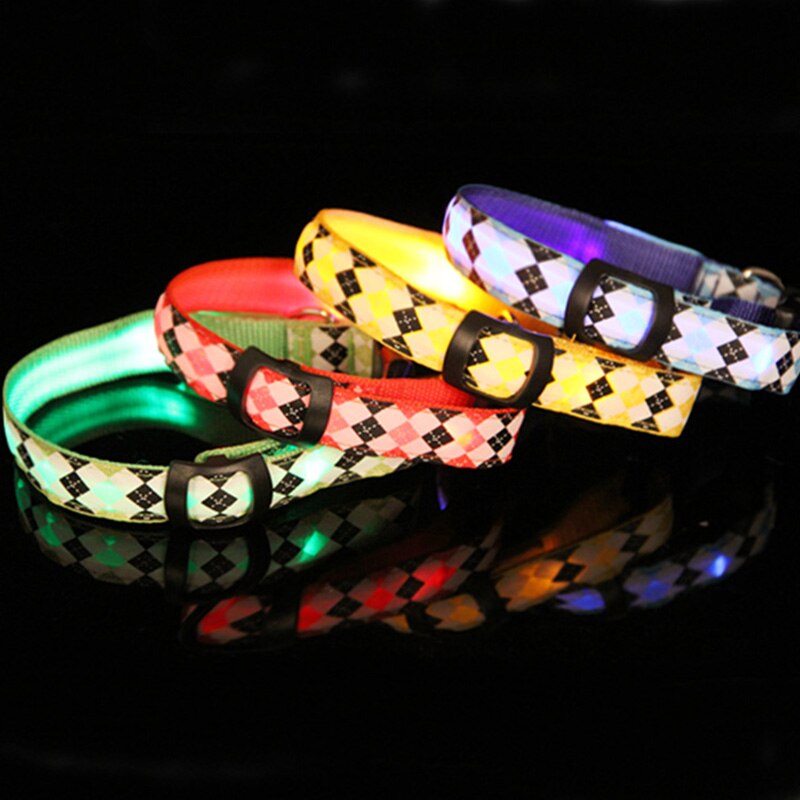 Warning Light Shine Dog collar Nylon LED Colorful Flash Bright for Small medium Dogs Dog Harness Pet Supplies Dog Accessories
