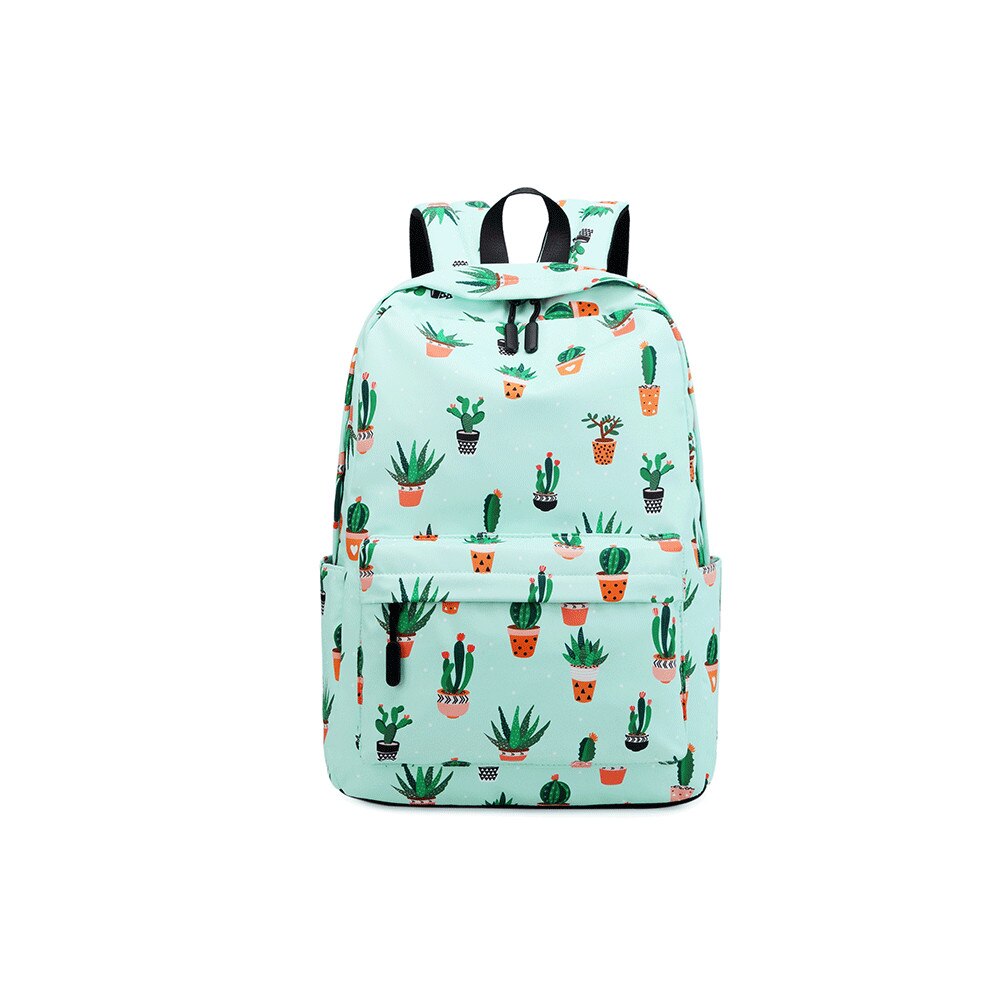 bolsas para la escuela mochila para chicas adolescentes, mujeres verde Cactus libro de impresión de bolsa mujer la escuela mochila: Green