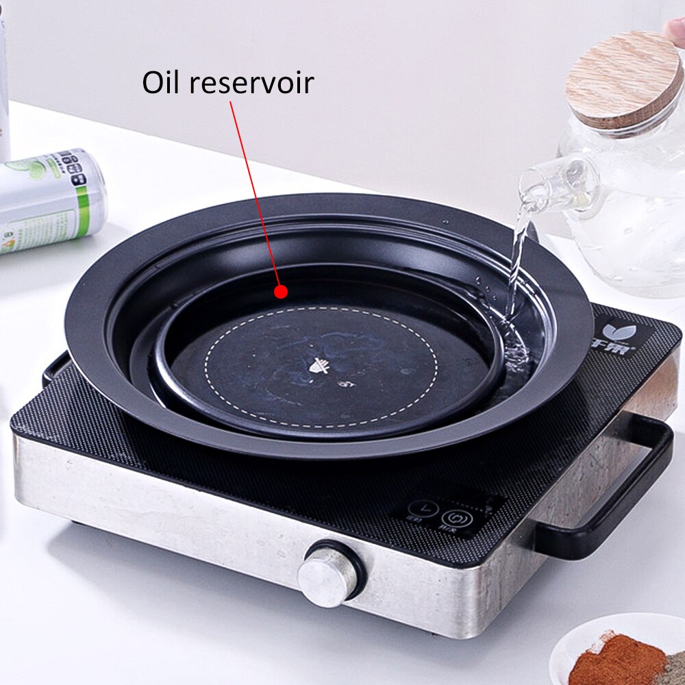 Grillbricka koreanskt rostfritt stål utomhuskassettugn grillpanna rund bärbar nonstick rökfri teppanyaki bbq -verktyg