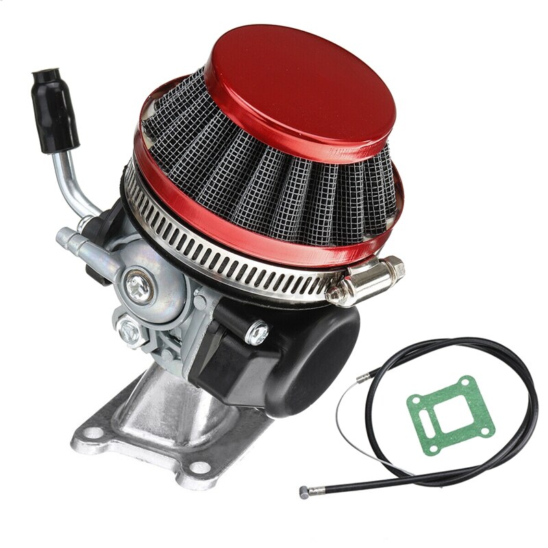 Forgasser luftfilter + pakning bilstabel for 47cc 49cc mini moto atv skittlomme sykkel