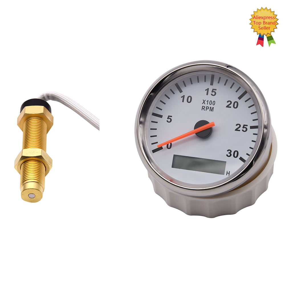 3000Rpm Toerenteller Met Urenteller 85Mm Tacho Gauge Voor Benzine Dieselmotor Gauge Met M18 / M16 Auto Boot toerenteller Sensor