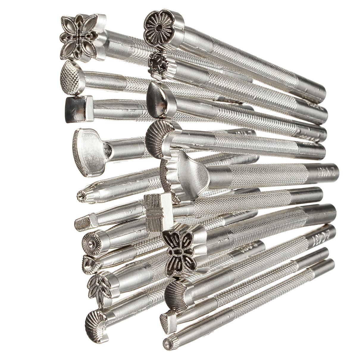 20Pcs Leather Working Saddle Making Tools DIY Alloy Leathercraft Tool Set Carving Leather Craft Stamps Accessories Solid Metal