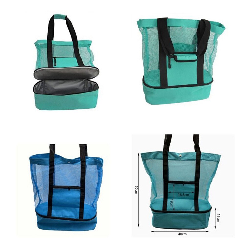 Draagbare Outdoor Picknick Tassen Camping Strand Mesh Tote Tas Met Afneembare Koeltas Verpakking Organisator Outdoor Reizen Opbergtas